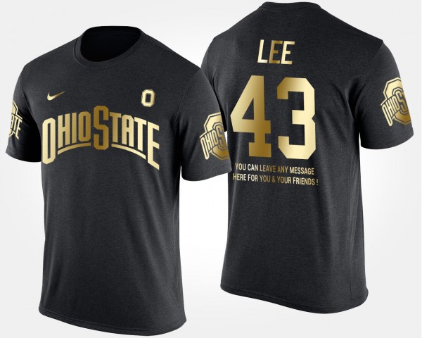 Ohio State Buckeyes Darron Lee Men's #43 Limited Gold With Message Short Sleeve Black College Football T-Shirt 2404DIJP1